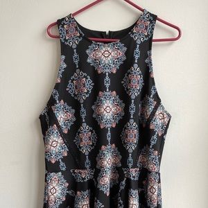 Black Neoprene-Style Fit and Flare Dress